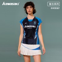 移动端：KAWASAKI 羽毛球服男女情侣复古系列运动训练短袖上衣速干T恤