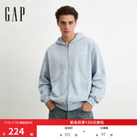 Gap 男女装2026春季新款字母logo宽松连帽长袖卫衣运动上衣854290 蓝色 S (165/88A)亚洲尺码