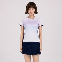 移动端：KAWASAKI 专业羽毛球服果缤纷渐变运动短袖T恤男女吸汗透气速干衣套装