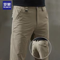 罗蒙 三防男士户外直筒休闲裤春季弹力运动长裤 卡其色 夏季薄款 33