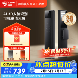 龙霆 A3F 人脸识别猫眼监控 典雅黑 智能门锁