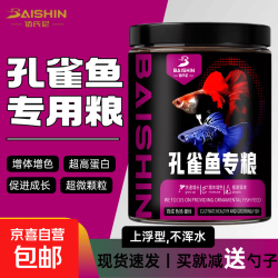 包邮丨孔雀鱼小型饲料专用鱼粮高蛋白通用靓色 0.5mm适合4-7cm鱼 19.9克/包-