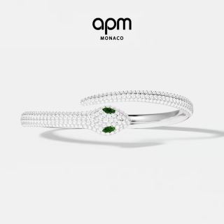 APM Monaco 白色Kaa手镯蛇形开口时尚手饰个性叠戴生日礼物
