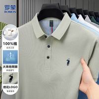 罗蒙 纯棉短袖polo衫男夏季网眼透气简约男士商务休闲翻领刺绣T恤衫