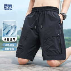 罗蒙 冰丝短裤男夏季新款透气工装短裤简约百搭男士运动五分裤休闲短裤