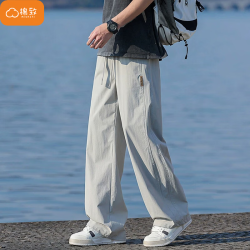 棉致 冰丝速干直筒裤子男款夏季潮牌宽松显瘦薄款透气休闲阔腿运动裤 K186灰色 XL 120-135斤