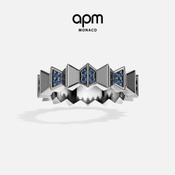 APM Monaco Up and Down 蓝色戒指 灰色几何波浪摩登感