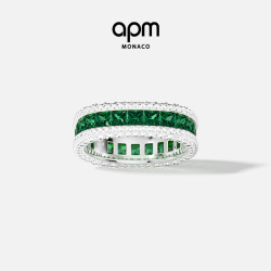 APM Monaco 绿色密镶戒指 生日礼物