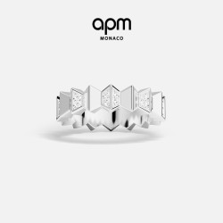 APM Monaco Up and Down 戒指 白色几何波浪摩登礼物