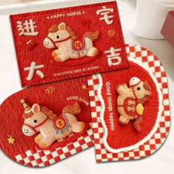 三件套40*60cm硅藻泥底 新款卡通吸水喜庆风格汽车通用脚垫