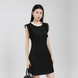 薇迎 商场同款黑色无袖连衣裙女2026夏季新款收腰裙子短裙