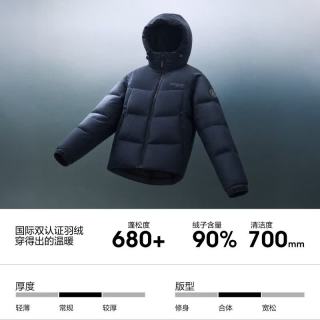 波司登 短款连帽加厚羽绒服 黑色