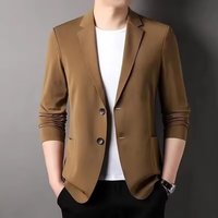 小盯看看 嘉晔西装外套男冰丝西服男士薄款休闲衣小西装轻薄春秋季单西外套上衣 咖色 L