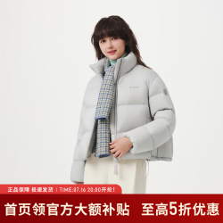 坦博尔 羽绒服女短款25冬季新款立领纯色百搭休闲宽松保暖外套 霜林灰 S (160)