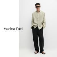 Massimo Dutti 02066291 纯超细亚麻 中绿色 XL 男士衬衫