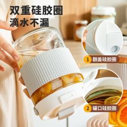 美厨 玻璃泡菜坛子 加厚玻璃瓶密封罐泡酒瓶玻璃储物罐 带提手MCTC7292 1200mL