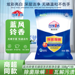 当家1选 除菌除螨洗衣粉蓝风铃香508g速溶3重瓦解校服内衣裤污渍年货