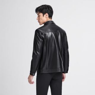 金利来 春夏季节皮衣男时尚翻领休闲拉链外套夹克 黑色-99Q1 L 175/92A 推荐135-150斤