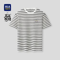 海澜之家 男士短袖T恤 敦煌系列撞色条纹圆领