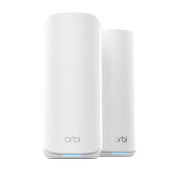 NETGEAR Orbi 870 系列三频 WiFi 7 网状系统 (RBE872) – 路由器 + 1 个卫星中继器,安全功能,高达 21 Gbps,覆盖范围高达 400 平方米,150 台设备,10 千兆内部 et 连接, et 连接, BE21000