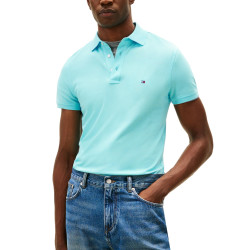Tommy Hilfiger 汤米·希尔费格 男式短袖 Polo 衫,修身,弹力有机棉, 露水蓝