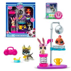 Littlest Pet Shop 迪斯科夜派对 3只宠物7配件 收藏级玩具动物