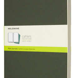 Moleskine Cahier 日记本，软封皮，XL，7.5英寸 x 9.5英寸（约19.05厘米 x 24.13厘米），普通纸/ 空白 ，桃金绿，120页（3本）