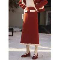 谜秀 中国风小香风羽绒套装 复古红 L 女士两件套
