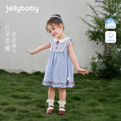 jellybaby 连衣裙女宝宝无袖格纹公主裙女童夏装 JQG62853