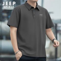 JEEP SPIRIT 吉普短袖t恤男夏季薄款冰丝polo衫男士凉感商务休闲衫男装
