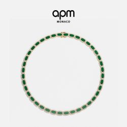 APM Monaco 孔雀石优雅项圈锁骨链叠戴