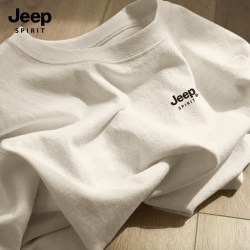 JEEP SPIRIT 吉普夏季纯棉男短袖t恤新款衣服半袖夏装上衣男装 卡其    XL