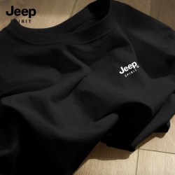 JEEP SPIRIT 吉普夏季纯棉男短袖t恤新款衣服半袖夏装上衣男装 黑色    XL