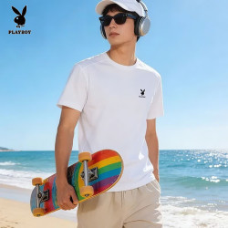 PLAYBOY 短袖T恤夏季新款迪桑棉抗菌透气亲肤耐磨商务休闲上衣服高端男装
