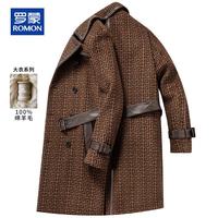 罗蒙 100%羊毛呢大衣男秋冬轻奢高端中长款时尚加厚呢子外套休闲风衣男