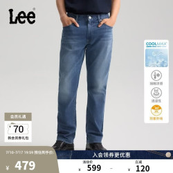 Lee 26夏季新品726直筒牛仔裤男中蓝色凉凉裤 中蓝色 32