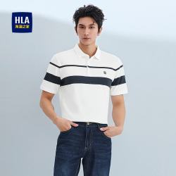 海澜之家 短袖POLO衫男26轻商务系列胸前撞色条纹短袖男夏季