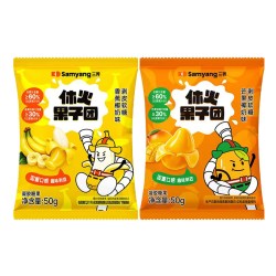 三养 休火果子团趣味剥皮软糖香蕉椰奶芒果椰奶味果汁夹心软糖-zb