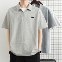 东方骆驼 假两件polo衫短袖t恤男士夏季2026新款简约百搭休闲翻领打底衫 麦灰色 XL 建议120-140斤