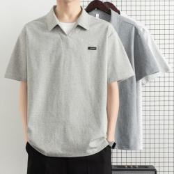 东方骆驼 假两件polo衫短袖t恤男士夏季2026新款简约百搭休闲翻领打底衫 麦灰色 XL 建议120-140斤
