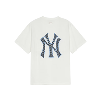 MLB 纽约洋基队老花大Logo宽松短袖T恤 象牙色 L