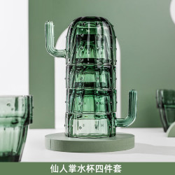 灵沐 玻璃喝水家用创意仙人掌水杯