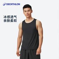 迪卡侬 运动背心男速干无袖休闲宽松透气轻盈汗衫FIC ME4030142时尚黑XL