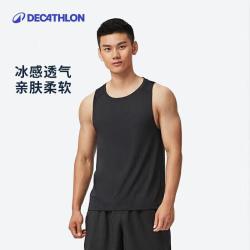 迪卡侬 运动背心男速干无袖休闲宽松透气轻盈汗衫FIC ME4030142时尚黑XL