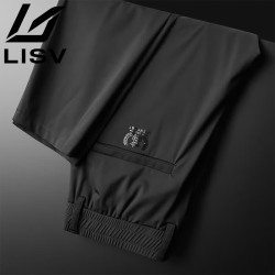 轻奢高端品牌休闲裤男士夏季薄款冰丝宽松百搭潮流ins运动新款 黑色-小蜜蜂夏季薄款 32