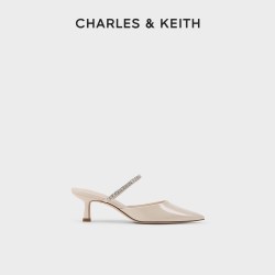 CHARLES & KEITH CHARLES&KEITH24春新品亮钻一字带尖头高跟穆勒拖鞋CK1-60920353