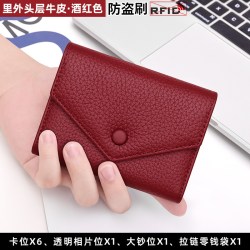 班亚奴 头层牛皮钱包女士2026新款真皮短款零钱包小巧迷你钱夹卡包三合一