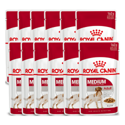 皇家 狗粮 成犬湿粮 中型MEAW 12月以上浓汤肉块140G*10