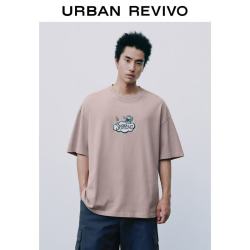 UR UR2026秋季新款男装潮流休闲卡通印花圆领宽松短袖T恤UUV460177 粉紫 L