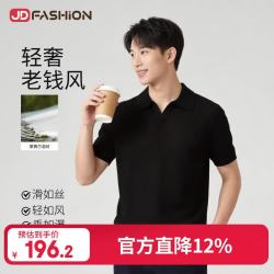 莱赛尔蚕丝海鸥领T恤polo衫针织轻奢老钱风上衣男装 黑色 M 115-135斤